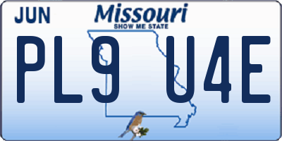 MO license plate PL9U4E