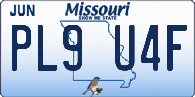 MO license plate PL9U4F