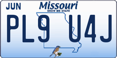 MO license plate PL9U4J