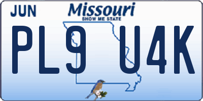 MO license plate PL9U4K