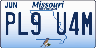 MO license plate PL9U4M