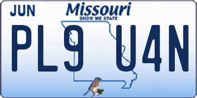 MO license plate PL9U4N
