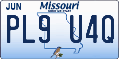 MO license plate PL9U4Q