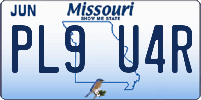 MO license plate PL9U4R