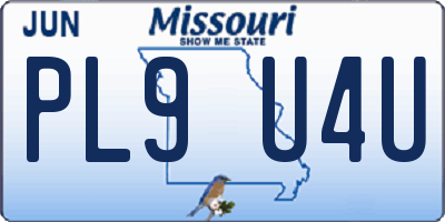 MO license plate PL9U4U