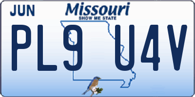MO license plate PL9U4V