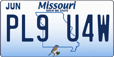 MO license plate PL9U4W