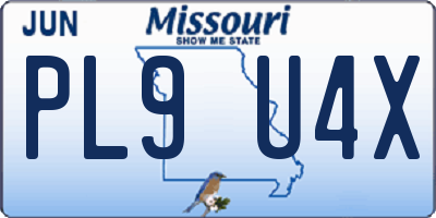 MO license plate PL9U4X