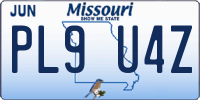 MO license plate PL9U4Z