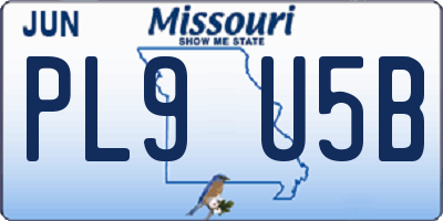 MO license plate PL9U5B