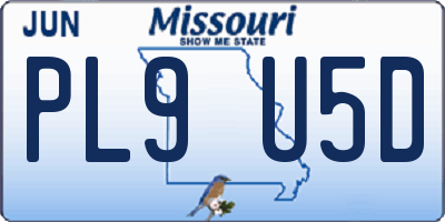 MO license plate PL9U5D
