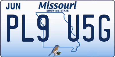 MO license plate PL9U5G