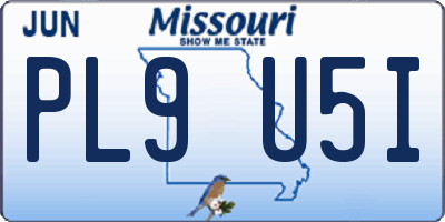 MO license plate PL9U5I