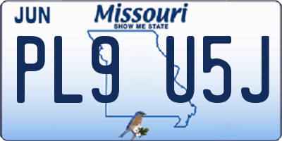 MO license plate PL9U5J