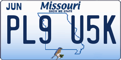 MO license plate PL9U5K