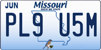 MO license plate PL9U5M