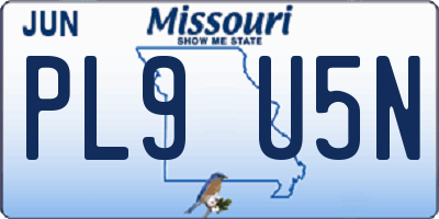 MO license plate PL9U5N