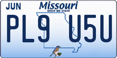 MO license plate PL9U5U
