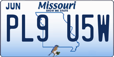 MO license plate PL9U5W