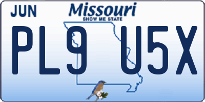 MO license plate PL9U5X