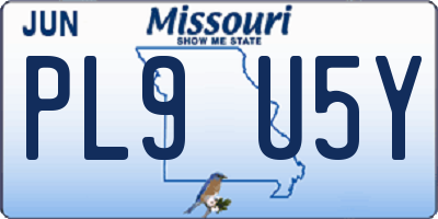 MO license plate PL9U5Y