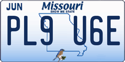 MO license plate PL9U6E
