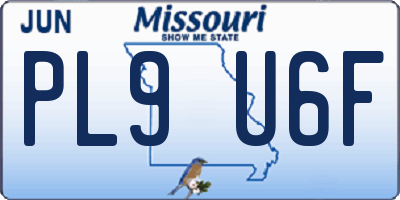 MO license plate PL9U6F