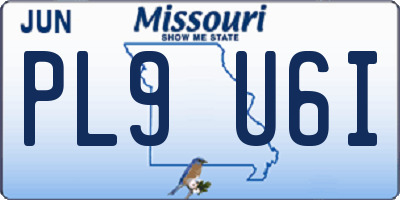 MO license plate PL9U6I