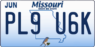 MO license plate PL9U6K