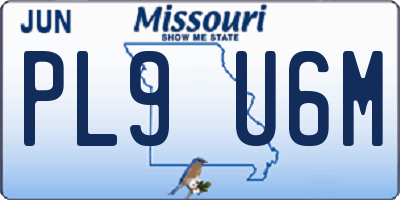 MO license plate PL9U6M