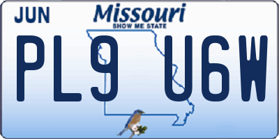 MO license plate PL9U6W