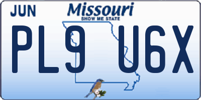 MO license plate PL9U6X