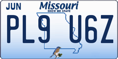 MO license plate PL9U6Z
