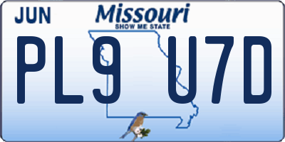 MO license plate PL9U7D