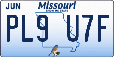 MO license plate PL9U7F