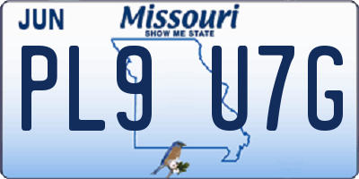 MO license plate PL9U7G