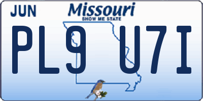 MO license plate PL9U7I