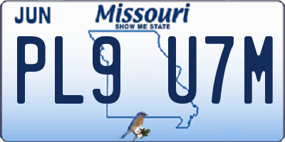 MO license plate PL9U7M
