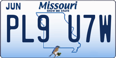 MO license plate PL9U7W