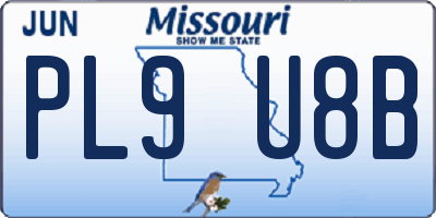 MO license plate PL9U8B