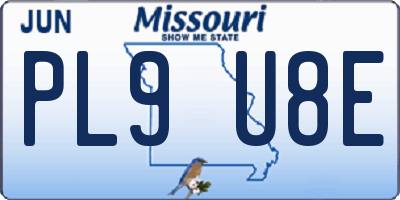 MO license plate PL9U8E