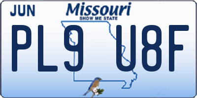 MO license plate PL9U8F