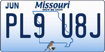 MO license plate PL9U8J
