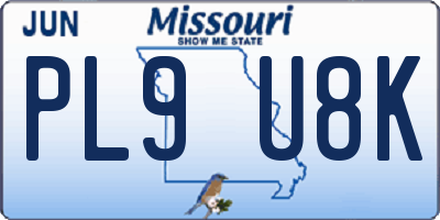 MO license plate PL9U8K