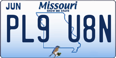 MO license plate PL9U8N