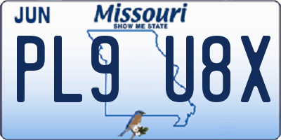 MO license plate PL9U8X