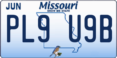 MO license plate PL9U9B