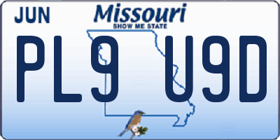 MO license plate PL9U9D