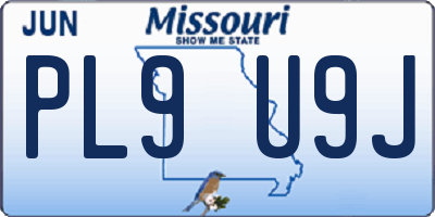 MO license plate PL9U9J