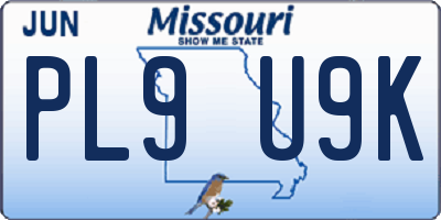 MO license plate PL9U9K